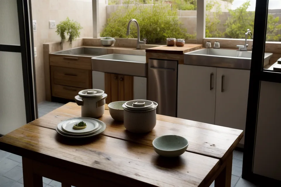 Manos sosteniendo un mate caliente en una cocina con luz tenue y lluvia de fondo.