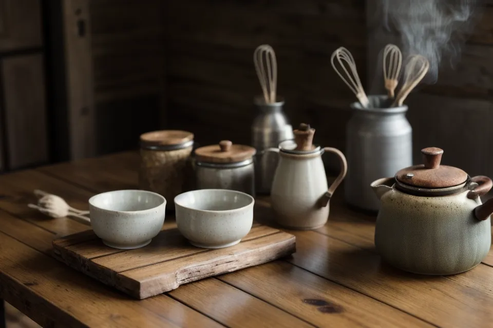 Pava humeante en una cocina con poca luz simbolizando tensión